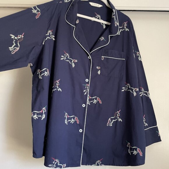 Printfresh Embroidered Unicorn Long Sleeve Pajama Sleep Top Plus Size 4X Blue - Picture 3 of 12
